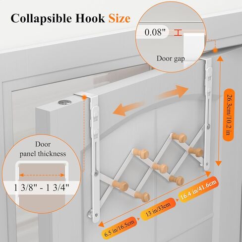 رف مناشف بخطافات فوق الباب من FYY - شماعة باب قابلة للطي بدون حفر، توسيع معدني قوي لمعطف ملابس النوم في الحمام، هادئ، محمول مع وسادات واقية (10.3 بوصة عرض × 16.4 بوصة طول، يناسب باب 1-3/4 بوصة) in Saudi Arabia