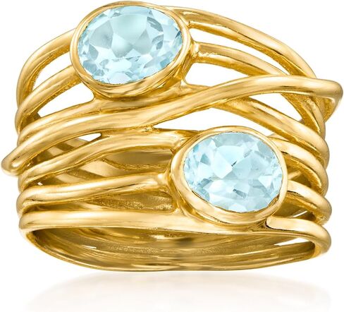 Ross-Simons 1.70 CT. T.W. حلقة الطريق السريع في Sky Blue Topaz بالذهب 18kt على الجنيه الاسترليني in Saudi Arabia