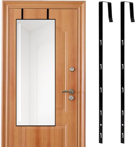 Over-The-Door Mirror Hanger, Adjustable Door Mirror Hanger, 5 Position Height Over The Doors-Mirrors Hook, Mirrors Doors Hangers with 2 Iron Filings and Screws(Color:Black) in Kuwait