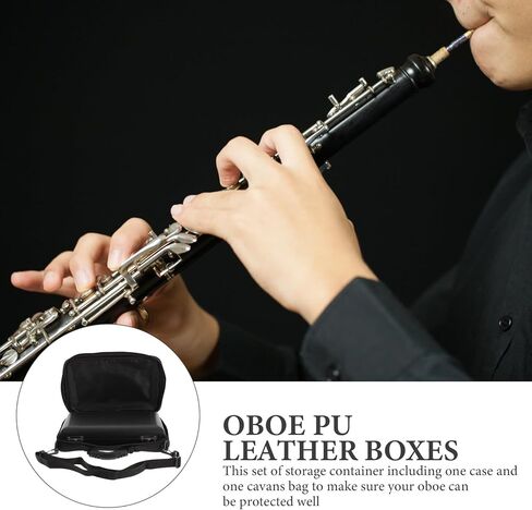 Pu Leather Oboe Case Set, Black Portable Storage Bags with Backpack Strap, Protective Musical Instrument Carrying Case for Travel and Daily Use in Kuwait