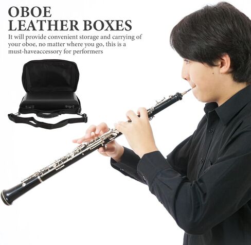 Pu Leather Oboe Case Set, Black Portable Storage Bags with Backpack Strap, Protective Musical Instrument Carrying Case for Travel and Daily Use in Kuwait