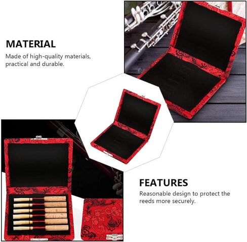 Red 6pcs Silk Oboe Reed Storage Box Portable Reed Holder Case for Wind Instrument Protective Accessory for Musicians in Saudi Arabia
