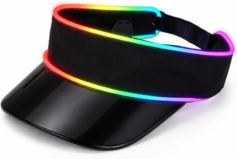 LED Neon Visor Hat Sport Cap - Rechargebale Light Up Rave Hat Festival Accessory Adjustable Retro Sun Visor for Women and Men in Kuwait