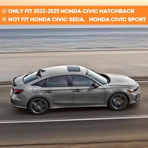 جناح المفسد الخلفي على السقف المتوافق مع هوندا سيفيك 2022 2023 2024 2025 هاتشباك أسود لامع ، غطاء زعنفة القرش في السيارة ، جناح مفسد نافذة ABS (2 PCS) in Kuwait