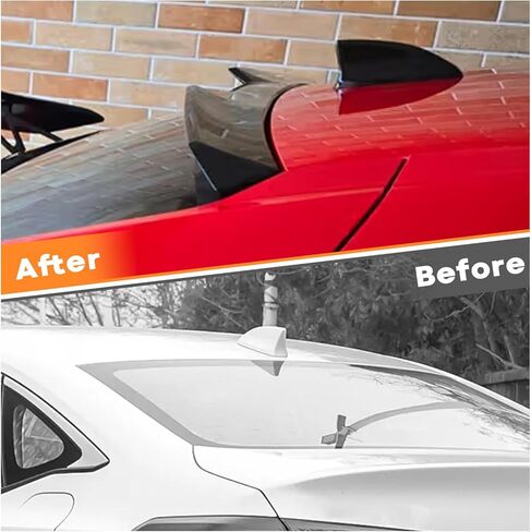 جناح المفسد الخلفي على السقف المتوافق مع هوندا سيفيك 2022 2023 2024 2025 هاتشباك أسود لامع ، غطاء زعنفة القرش في السيارة ، جناح مفسد نافذة ABS (2 PCS) in Kuwait