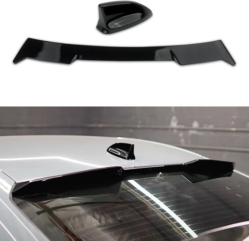 جناح المفسد الخلفي على السقف المتوافق مع هوندا سيفيك 2022 2023 2024 2025 هاتشباك أسود لامع ، غطاء زعنفة القرش في السيارة ، جناح مفسد نافذة ABS (2 PCS) in Kuwait
