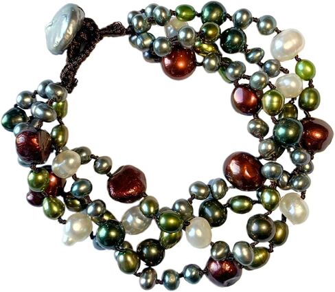 سوار لؤلؤة لؤلؤة المياه العذبة متعددة الألوان - تصميم طبقة قابل للتعديل للنساء - هدية مثالية للمجوهرات في الصيف الشاطئ in Kuwait