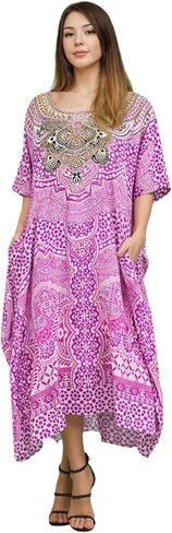Miss Lavish Women's Kaftan Tunic Kimono Dress Summer Evening Plus Size Beach Cover up 10-24 in Kuwait