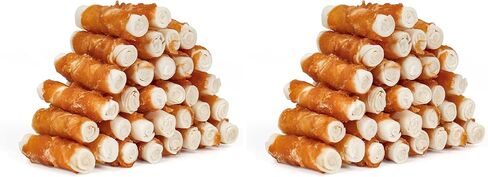 MON2SUN Dog Treats, 2.5 Inch Chicken Wrapped Rawhide Rolls, Teeth Cleaning Chews with High Protein for Small Dogs, 10.58oz (16 Count - Pack of 1) in Kuwait