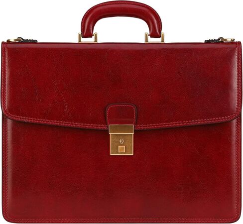 Time Resistance Leather Briefcase - Italian Handmade Leather Laptop Bag - Handbag for Men - Professional Computer Case (Brown) in Kuwait