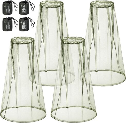Hestya 4 Pack Mosquito Net Face Mesh Net Net Net Net Net for Outdoor Hiking Camping Climbing Amsquito Fly Fly Canperting (الحجم الكبير ، الرمادي ، الأسود) in Kuwait