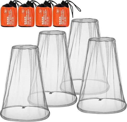 Hestya 4 Pack Mosquito Net Face Mesh Net Net Net Net Net for Outdoor Hiking Camping Climbing Amsquito Fly Fly Canperting (الحجم الكبير ، الرمادي ، الأسود) in Kuwait