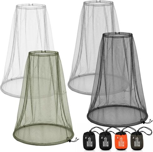 Hestya 4 Pack Mosquito Net Face Mesh Net Net Net Net Net for Outdoor Hiking Camping Climbing Amsquito Fly Fly Canperting (الحجم الكبير ، الرمادي ، الأسود) in Kuwait