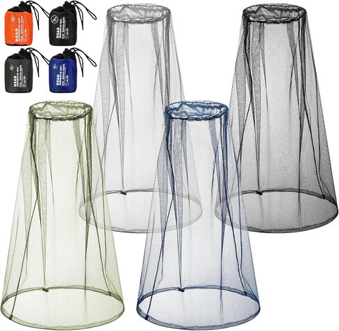 Hestya 4 Pack Mosquito Net Face Mesh Net Net Net Net Net for Outdoor Hiking Camping Climbing Amsquito Fly Fly Canperting (الحجم الكبير ، الرمادي ، الأسود) in Kuwait