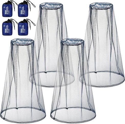 Hestya 4 Pack Mosquito Net Face Mesh Net Net Net Net Net for Outdoor Hiking Camping Climbing Amsquito Fly Fly Canperting (الحجم الكبير ، الرمادي ، الأسود) in Kuwait