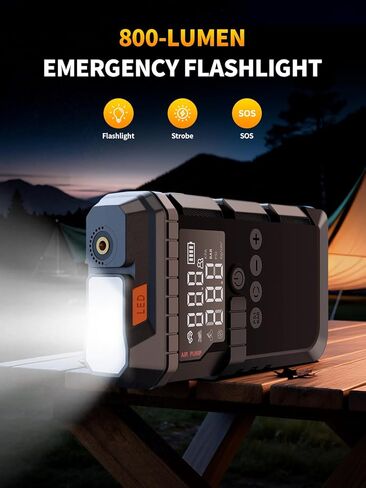Car Jump Starter 3000A, 12V Portable Jump Starter for Car Battery Charger Box with Smart Clamps, Storage Case, Compass, LED Display, 3 Modes 200LM Flashlight Booster in Saudi Arabia
