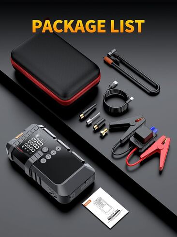 Car Jump Starter 3000A, 12V Portable Jump Starter for Car Battery Charger Box with Smart Clamps, Storage Case, Compass, LED Display, 3 Modes 200LM Flashlight Booster in Saudi Arabia