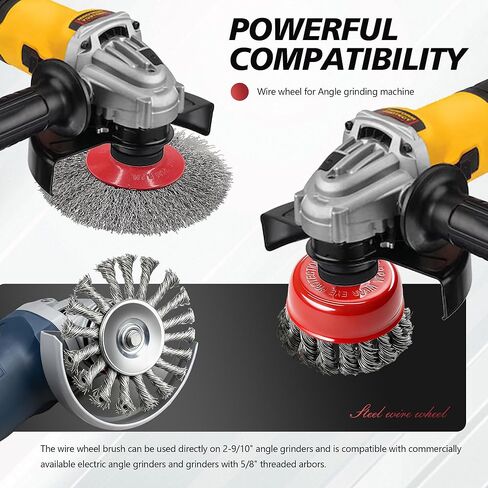 مجموعة 24 فرشاة عجلة سلكية 12 قطعة فرشاة عجلة 4-1/2 بوصة 12 قطعة 3 فرشاة أكواب لمطحنة زاوية 4-1/2 بوصة مع 5/8 بوصة-11 عجلة أسلاك من الفولاذ الكربوني الملولبة للتكييف شديد التحمل وإزالة الصدأ in Kuwait
