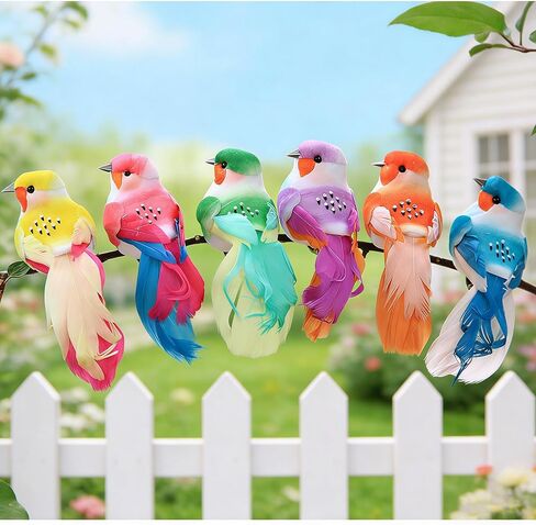 4pcs Artificial Feathered Birds Decorative Bird with Clips for Floral Decorations Wreath Ornaments Birthday Gifts for Bird Lovers (4 Colors Assorted Red Blue Yellow White) in Kuwait