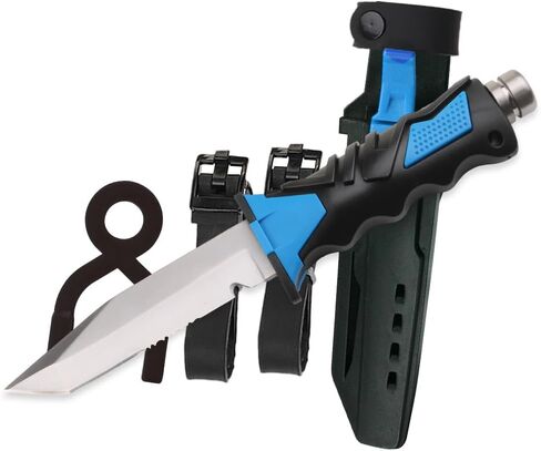 Comfecto Scuba Diving Knife with Sheath and Leg Strap, Stainless Steel Dive Knife for Saltwater Spearfishing, Sharp Diver Knife with Secure Lock for Snorkeling Safety Use in Kuwait
