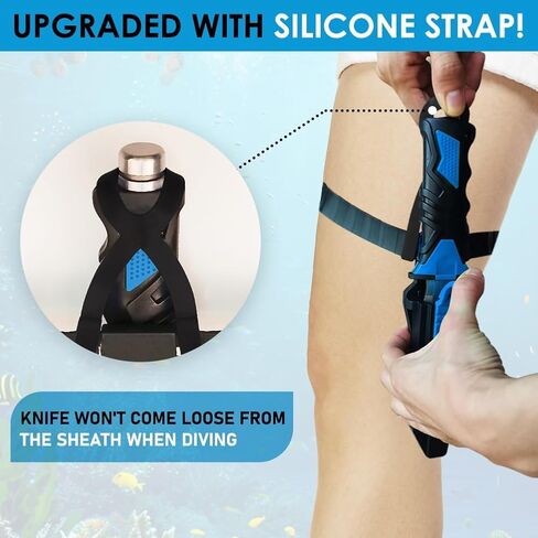 Comfecto Scuba Diving Knife with Sheath and Leg Strap, Stainless Steel Dive Knife for Saltwater Spearfishing, Sharp Diver Knife with Secure Lock for Snorkeling Safety Use in Kuwait