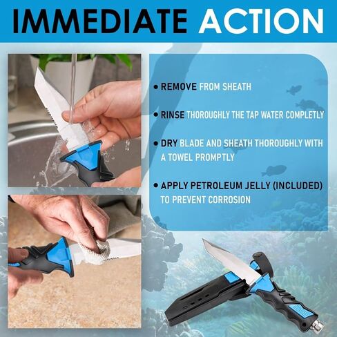 Comfecto Scuba Diving Knife with Sheath and Leg Strap, Stainless Steel Dive Knife for Saltwater Spearfishing, Sharp Diver Knife with Secure Lock for Snorkeling Safety Use in Kuwait