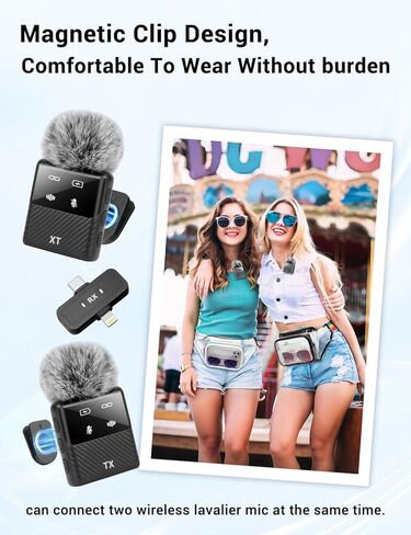 Kairiyard Mini Wireless Lavalier Microphone for iPhone, iPad, Android Phone, Noise Reduction Plug and Play Magnetic Clip on Lapel Mic for Video Recording Podcast Vlogging in Kuwait