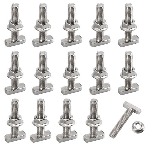 16 حزمة M8x30mm T فتحة قطرة في مجموعة الترباس 304 الفولاذ المقاوم للصدأ على شكل حرف T مسمار برغي 23 مم رأس مطرقة مع صواميل شفة سداسية لملف بثق الألومنيوم، تركيب الطاقة الشمسية الكهروضوئية in Kuwait