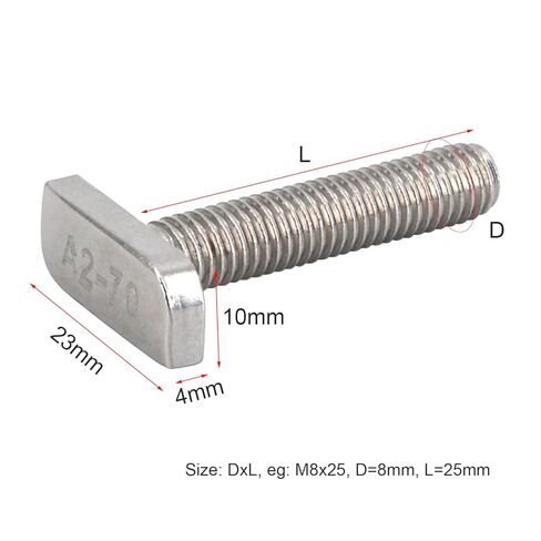 16 حزمة M8x30mm T فتحة قطرة في مجموعة الترباس 304 الفولاذ المقاوم للصدأ على شكل حرف T مسمار برغي 23 مم رأس مطرقة مع صواميل شفة سداسية لملف بثق الألومنيوم، تركيب الطاقة الشمسية الكهروضوئية in Kuwait