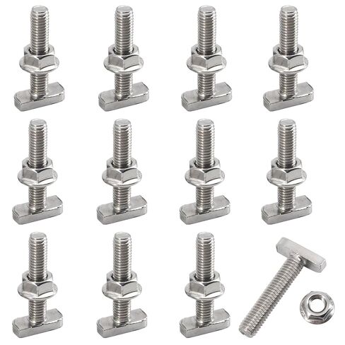 16 حزمة M8x30mm T فتحة قطرة في مجموعة الترباس 304 الفولاذ المقاوم للصدأ على شكل حرف T مسمار برغي 23 مم رأس مطرقة مع صواميل شفة سداسية لملف بثق الألومنيوم، تركيب الطاقة الشمسية الكهروضوئية in Kuwait