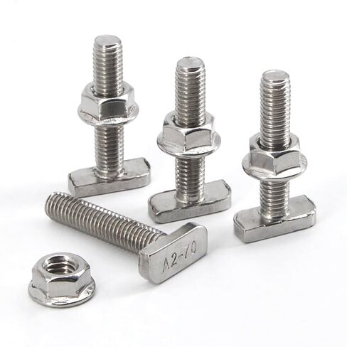 16 حزمة M8x30mm T فتحة قطرة في مجموعة الترباس 304 الفولاذ المقاوم للصدأ على شكل حرف T مسمار برغي 23 مم رأس مطرقة مع صواميل شفة سداسية لملف بثق الألومنيوم، تركيب الطاقة الشمسية الكهروضوئية in Kuwait
