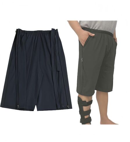 شورت للمريض طريح الفراش بسحاب جانبي ممزق، سروال مفتوح للركبة وساق بعد الجراحة وسحاب للركبة والورك والساق الجراحية in Kuwait