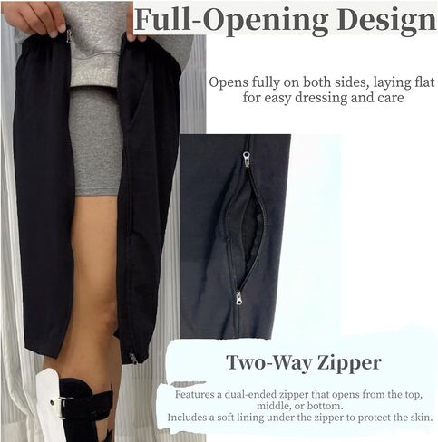 شورت للمريض طريح الفراش بسحاب جانبي ممزق، سروال مفتوح للركبة وساق بعد الجراحة وسحاب للركبة والورك والساق الجراحية in Kuwait