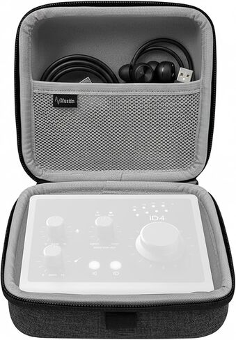حافظة واجهة الصوت المتوافقة مع Sonicake QME-20/Audient iD4 MK2، NI komplete Audio1/2، تتميز ببطانة ناعمة، وجيب شبكي للكابلات، ومقبض مريح - مثالية للاستوديو والبروفة والسفر. in Saudi Arabia