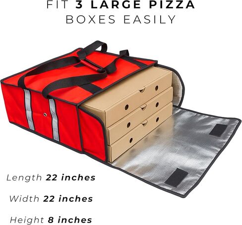 Pizza Bags for Delivery – Extra Large (20" X 20") Insulated Pizza Delivery Bag | Waterproof Pizza Warmer Carrier for Doordash, Uber Eats | Front Load, Heavy Duty (Red, 20"X20"X8") in Saudi Arabia