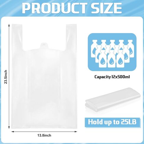 100 Pcs 3.15 Mil Large Plastic Take out Bags with Handles Heavy Duty Clear Shopping Bag Widened Grocery Bags for Pizza Bakery Cake Box (13.8"x10"x23.5") in Kuwait