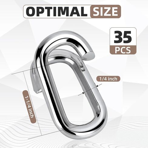 35 Pcs 1/4" x 1-1/4" Chain Repair Lap Links, Galvanized Chain Link Connector for Indoor and Outdoor Chain Quick Fix in Kuwait