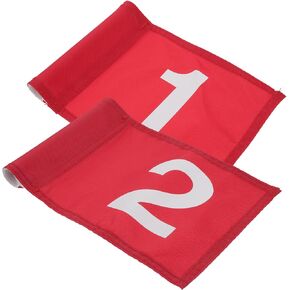 Didiseaon 2pcs Golf Pin Flags with Numbers Red 1 2, Portable Practicing Flags for Outdoor Golf Course Training and Practice in Kuwait