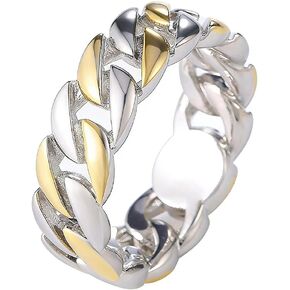 Cuteshop Fashion Personalized Gold Silver 7mm Hip Hop Cuban Link Ring For Hip Hop Women Men in Kuwait