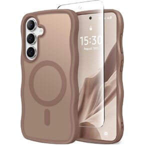 for Samsung Galaxy S25 Ultra Case for Women Girls, Upgraded [Full Camera Protection] [Compatible with MagSafe] Cute Wave Translucent Matte Phone Case for Samsung S25 Ultra, Hot Pink in Kuwait