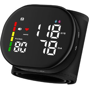 Wrist Blood Pressure Monitor for Home Use - Upgraded Large LED Screen, Dual User 240 Memories with Carrying Case, Voice Broadcast, Adjustable bp Cuff (13.5-19.5cm) - Black in Kuwait