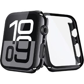 [2 Pack] JULK Case with Tempered Glass Screen Protector for Apple Watch 10 (2024) 42mm, Slim Guard Bumper with HD Glass, Full Coverage Hard PC Protective Cover for iWatch Series 10 42mm, Transparent in Kuwait