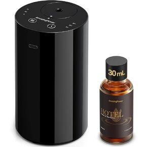 Waterless Essential Oil Diffuser Starter Kit with 30mL Hotel Fragrance Oil Inspired by Ritz-C., Battery Operated Mini Scent Diffuser, Portable Aromatherapy Diffuser for Home, Car, Office (Black) in Kuwait