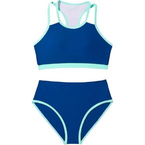 ملابس السباحة الرياضية Raceback عالية الخصر 2 قطعة ثوب السباحة السباغيتي الأشرطة الأعلى ومطابقة ملابس الشاطئ قصيرة مريحة in Kuwait