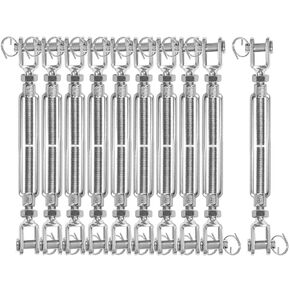10 قطع من وصلة ربط المقطورة من الفولاذ المقاوم للصدأ 304، خطاف وشد شديد التحمل، أجهزة شراع الظل قابلة للتعديل لتشديد سلك الكابل المعدني 5/32 1/4 5/16 3/8 1/2" in Kuwait