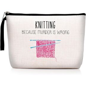 Crochet Gifts for Crochet Lovers, Knitting Gifts for Her, Birthday Gifts for Women & Knitters, Knitting Because M is Wrong, Knitting & Crochet Supplies, Funny Humor Novelty Sarcasm Knitting Makeup Bag in Kuwait