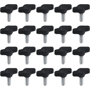 20 قطعة 1/4"-20 × 4/5" برغي إبهام من الفولاذ المقاوم للصدأ مع مقبض بلاستيكي أسود لإزالة واستبدال مقبض شد اليد (M6×20 مم، أسود) in Kuwait