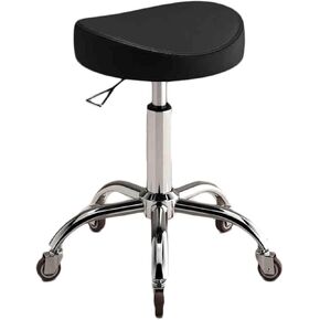 كرسي سرج مقعد دوار، ارتفاع قابل للتعديل 40-58 سم، قاعدة معدنية مريحة شديدة التحمل لمصففي الأسنان وفناني الوشم ومحترفي التجميل (أسود) in Kuwait