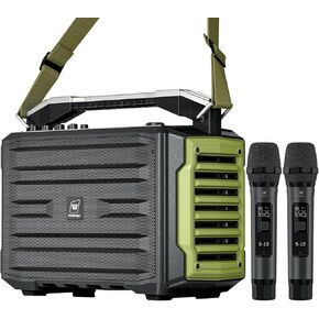 WinBridge Professional All-in-One Portable PA System: Outdoor Karaoke Machine, 200W Waterproof Bluetooth Speaker with 2 Wireless Microphones | Voice Amplifier for Sing Party Public Speaking in Kuwait
