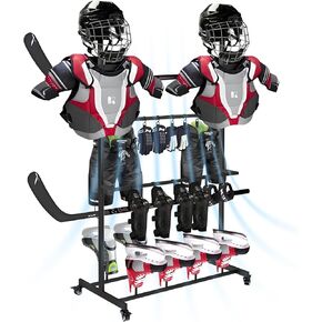 رف تجفيف معدات الهوكي - حامل مجفف معدات هوكي الجليد المعدني شديد التحمل مع مشابك معلقة للتجفيف السريع ومنع الرائحة in Kuwait